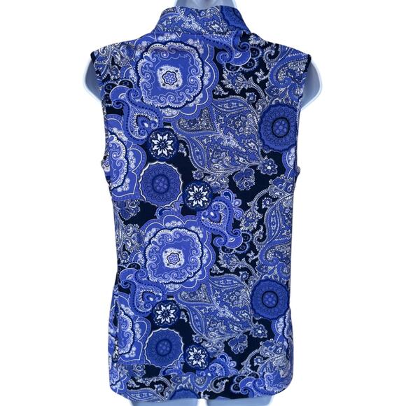 Jude Connally Sleeveless Paisley Pullover Top with Same Fabric Wide Trim size S - Picture 5 of 12